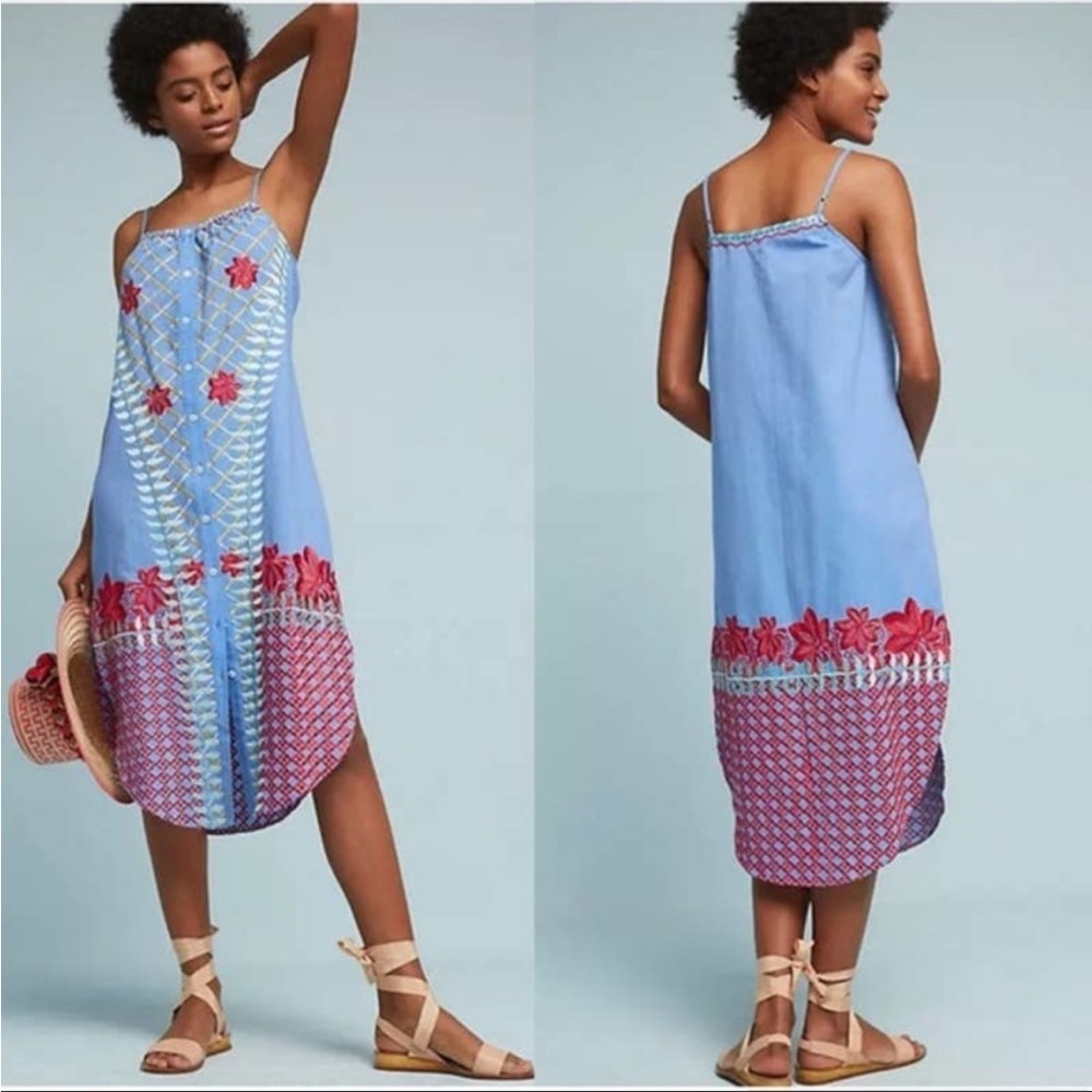 ANTHROPOLOGIE | Red Carter Palisades Embroidered Midi Dress Size M - Picture 13 of 13